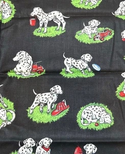 Vintage 2 Yds Dalmatian Firehouse Dogs Puppies Cotton Fabric Cranston 72” X 43” - Picture 1 of 5