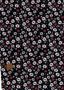 100% Cotton Fabric Small Floral White Dark Navy Burgundy Patchwork Craft - Picture 1 of 1