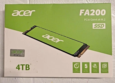 ACER FA200 NVMe Gen4 SSD 4TB, PCIe 4.0, M.2 2280, velocità di lettura fino a 7200MB/s - Immagine 1 di 4