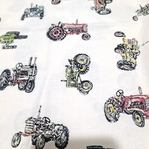 Vintage Farm Tractor Cotton Fabric 50" X 58" Flapdoodles Farmhouse Quilting - Picture 1 of 4