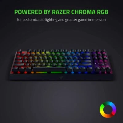 Razer BlackWidow V3 TKL Gaming Keyboard Green Switches Chroma RGB US ISO - Immagine 1 di 3