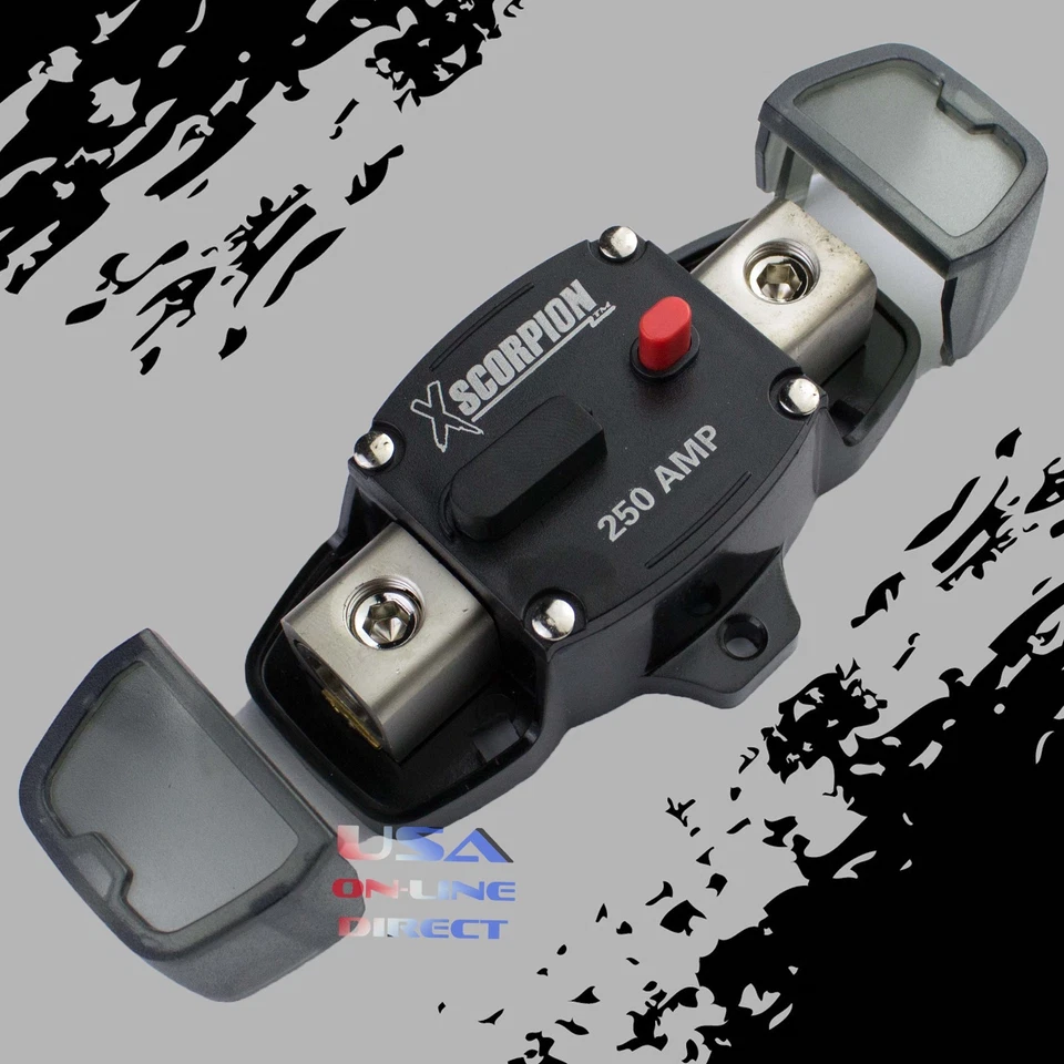 XSCORPION Marine Stereo Wet Wire Sounds 250Amp Circuit Breaker Fuse Audio system Electric