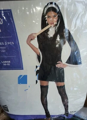 Mujer Monja Juegos con disfraces Halloween Fiesta Disfraz Conjunto Bodycon Vestido con Pañuelo Foto 1 de 2