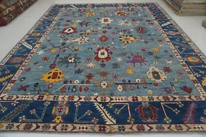 12 x 15 ft Blue Turkish Oushak Hand Knotted Wool Oriental Rug - Picture 1 of 22