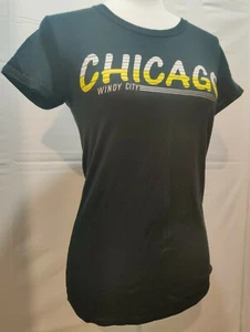 NUEVA Camiseta de recuerdo negra de manga corta Chicago Windy City sin etiqueta para mujer talla M - Imagen 1 de 4