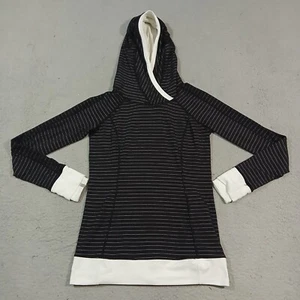 Lululemon Hoodie Womens 8 Black White Think Fast Pullover Sweatshirt Pocket - Picture 1 of 18