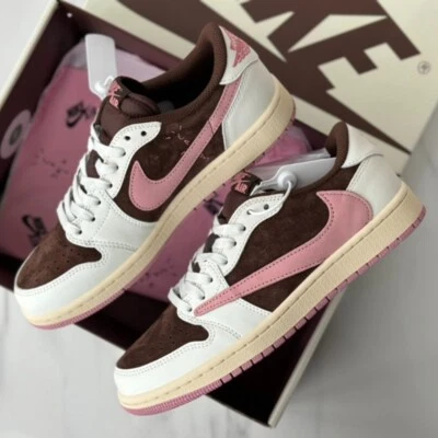 NIKE DZ4137-206 AJ1 Retro Low OG SP x Travi Scot Mocha Pink Size 4-13 New