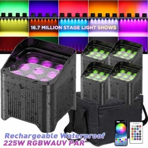 Rechargeable Waterproof Par Light 225W RGBWA UV Battery Wireless 9LED DJ Uplight - Picture 1 of 24