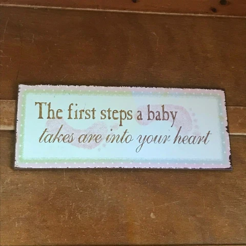 Estate Pink Baby Foot Prints w THE FIRST STEPS A BABY TAKES ARE INTO YOUR HEART Cover