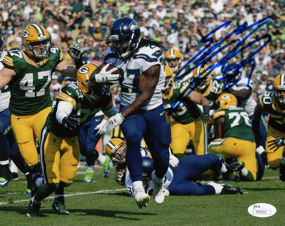 EDDIE LACY SIGNED/AUTOGRAPHED SEATTLE SEAHAWKS HORIZONTAL 8x10 COLOR PHOTO - JSA - Image 1 of 1