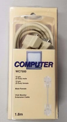 HIGH QUALITY VGA / SVGA EXTENSION CABLE 1.8m - SUIT VINTAGE PC'S -NOW 1/2 PRICE! - Image 1 of 4