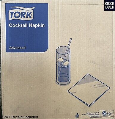 (2400-Pack) Tork White Cocktail Napkin 477534 Paper Disposable Serviettes 1/4 • 24.99£