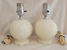 2 1940's 50's Vintage/Antique White Frosted Small Lamps Home Decor Table Lamp