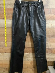 Pantalone pelle vintage Sante Fe nero donna taglia 10 biker/moto/Harley - Foto 1 di 5