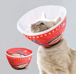 Cat Protective Cone Collar Anti-lick Wound Healing Recovery New Ramen Medium - Picture 1 of 3