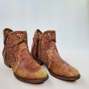 Circle G Stiefel Bootie Größe 8 Knöchel schwarz Nubuk braun Leder Schnalle Reißverschluss - Bild 1 von 14