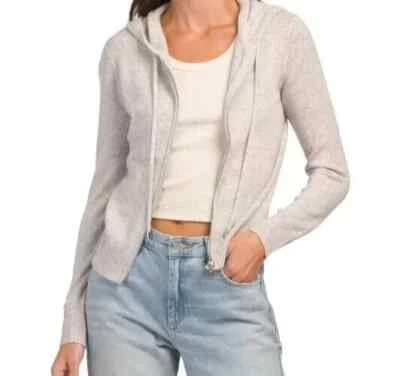 Elie Tahari Cashmere Full Zip Hoodie Sweater Grey  M;NWT - Image 1 of 4