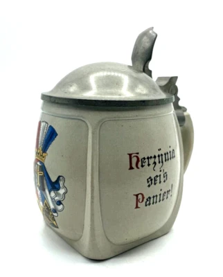Antik Steinzeug Bierkrug Studentika Burschenschaft Herzÿnia sei's Panier! 0,5 L - Bild 1 von 4