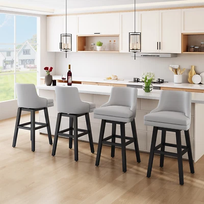26" Fabric Bar Stools Set of 2/4 Counter Height Bar Stools Swivel Kitchen Chairs - Image 1 of 4