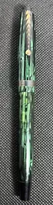 Penna stilografica vintage medaglia oro 14 carati pennino oro verde modello piastrelle tenuta - Foto 1 di 10