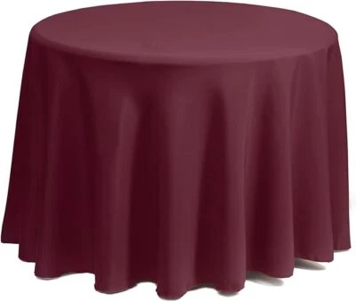 Gee Di Moda 120" Round Burgundy Tablecloth for 60-96" Tables - Image 1 of 4
