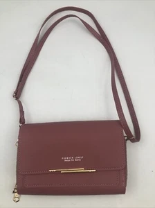 Forever Lovely Pink Wallet 2 Pocket Zip Handbag Crossbody Shoulder Bag - Picture 1 of 8