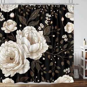 and Gold Shower Curtain, Dark Roses Leaves 72"W x 72"L (Pack of 1) Black - Picture 1 of 9