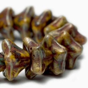 0273, Oro Amarillo con Acabado Picasso Pesado, 25 Cuentas, Flor Campana 5x8mm, (bf20) - Imagen 1 de 1