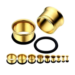 Pair Surgical Steel Ear Gauge Plug Screw Flared Flesh Tunnel Stretcher 8g -9/16" - Picture 1 of 7