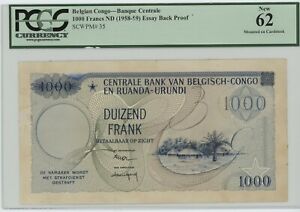 Belgian Congo1000F unique printer's reverse composite essay with artwork on card