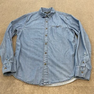 FOREVER 21 Chambray Shirt Mens Medium Blue Soft Lightweight Western 90's - Picture 1 of 13