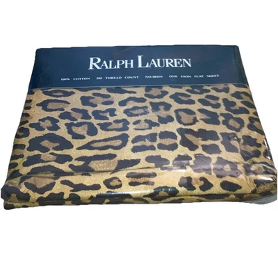 Ralph Lauren Aragón Leopardo Animal Print Doble Sábana Plana 100% Algodón NUEVO Foto 1 de 3