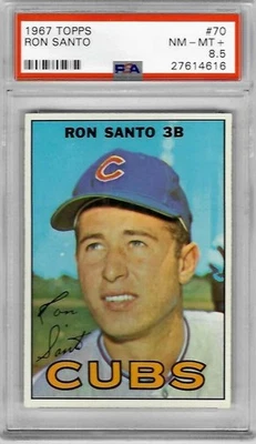 1967 topps #70 Ron Santo ( PSA 8.5 ) NM-MT+ almost ( PSA 9 ) high $ Hall of Fame - Image 1 of 2