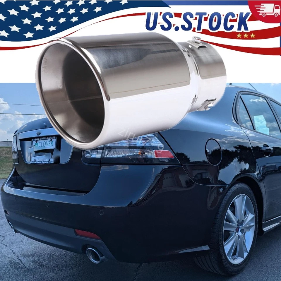 For Saab 9-3 Aero Sedan 38-76mm Straight Exhaust Pipe Car Rear Throat Muffler Foto 1 de 4