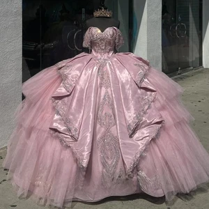 Sweetheart Quinceanera Dress for Girl Ruffles Off the Shoulder Court Train Robe  - Picture 1 of 9