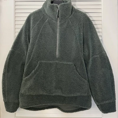 Lululemon Gran Tamaño Cuello Embudo de Buceo Vellón Media Cremallera Abeto Ahumado Sherpa XS/S Foto 1 de 4