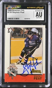 Stephen Peat Signed 1998-99 Bowman CHL Card #136 Red Deer CGC AU JSA 10 Auto - Bild 1 von 2