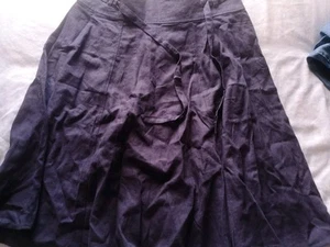 Ladies linen blend summer skirt Size 14 Navy Blue NEW LOOK Pleated Under Knee - Picture 1 of 8