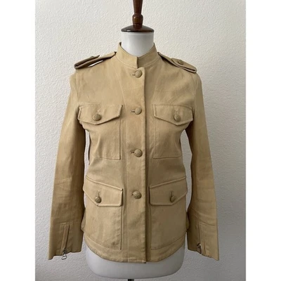 Chaqueta 3.1 Phillip Lim Mujer Talla 2 Cuero Cordero Botón Delantero Marrón DEFECTUOSA Foto 1 de 4