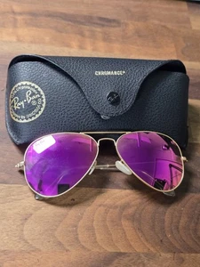 Ray-Ban Aviator Flash Sonnenbrille matt gold/violett polarisiert verspiegelt 58 mm - Bild 1 von 8