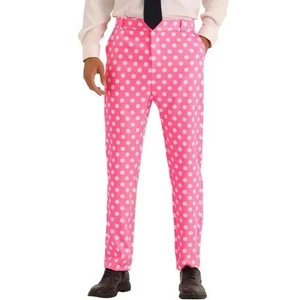 Lars Amadeus Men’s Unique Polka Dot Flat Front Formal Golf Trousers Size 34 - Picture 1 of 6