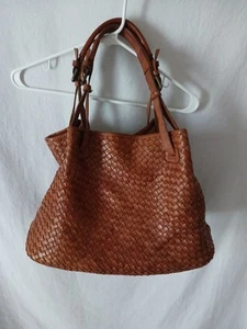 VALENTINA ITALY Brown Woven Leather Hand Bag - EUC - SEE PICTURES FOR DETAILS - Picture 1 of 24