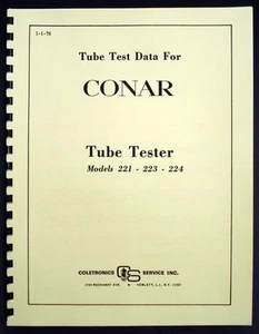 Libro de datos de prueba de tubo Conar modelo 221 223 224 versión 1978 - Imagen 1 de 2