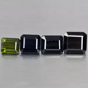 9,40 Cts 4 Pezzi Tormalina Non Trattata Verde Scuro 100% Naturale Gemma Sciolta - Foto 1 di 2