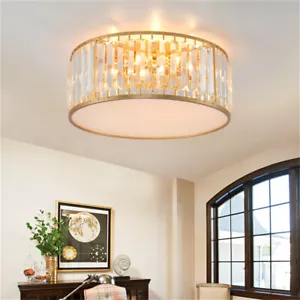 Crystal Chandelier LED Ceiling Lamp Modern Flush Mount Ceiling Light Fixture - Picture 1 of 10