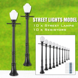 10X LCX04 Model Railway Lamppost Lamps Mini LEDs Street Lights Set - Picture 1 of 7