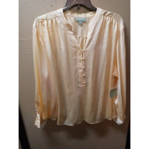 Camisa Rye Grass ligera primavera amarillo botón nueva con etiquetas talla 2x/3x - Imagen 1 de 5