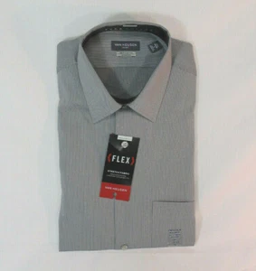 Van Heusen Mens Regular Fit Stripe Dress Shirt Grey Mist Sz 14.5 32/33 NWT $55 - Picture 1 of 5