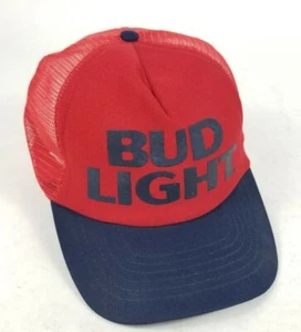 Vintage BUD LIGHT BEER SnapBack Hat Mesh Trucker Cap Blue Red  - Picture 1 of 6