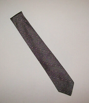 Old Vintage 1960s 70s Classy Retro Tie Silk Dark Gray and Black Geometric Design - Image 1 of 4